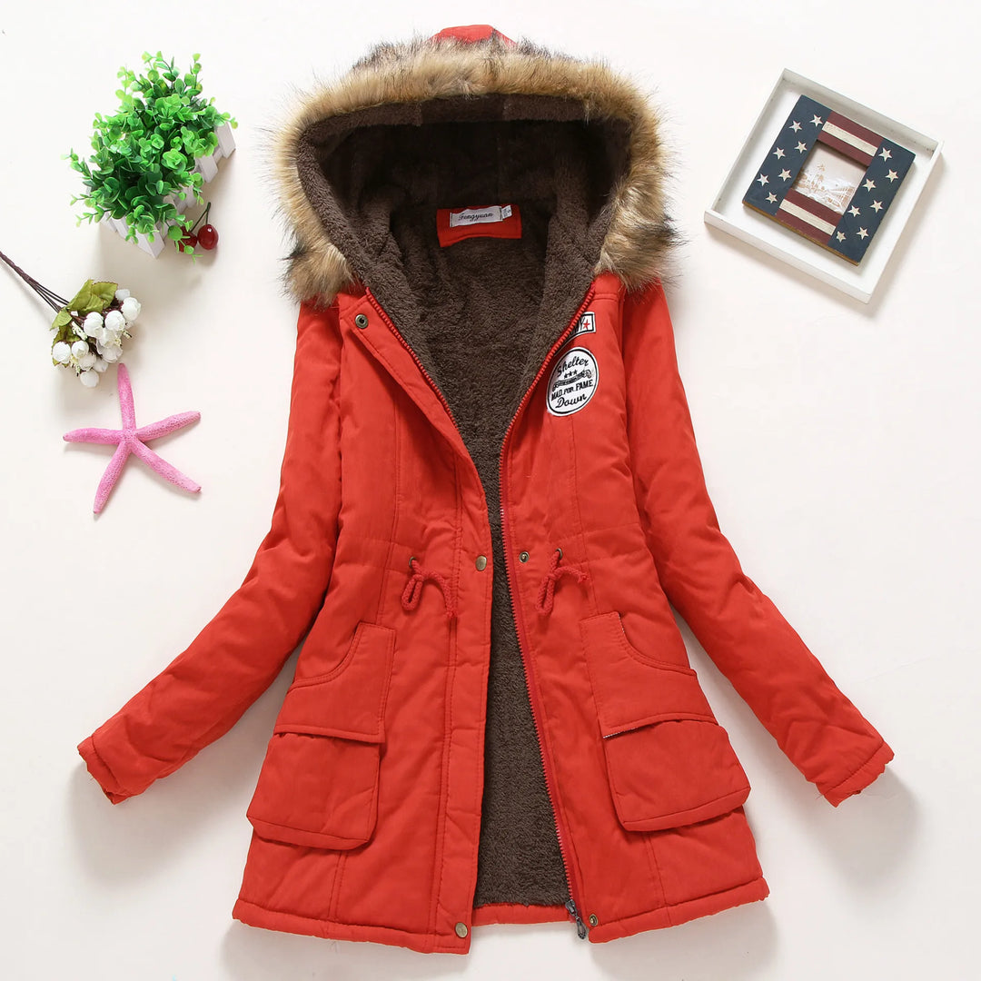 Fleece-Lined Faux Fur Hood Parka | Warm Drawstring Winter Jacket – Leah & Lila