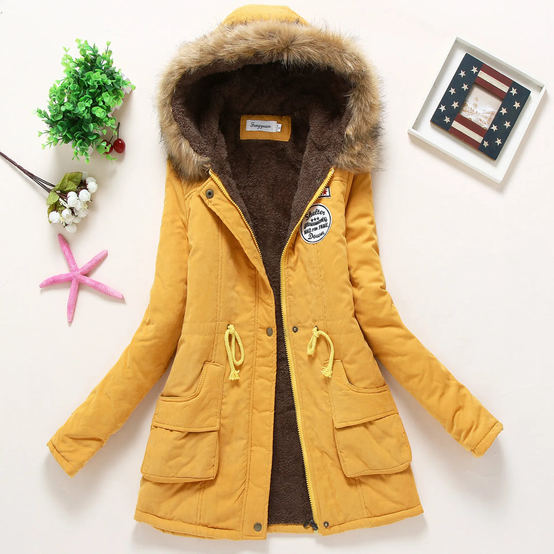 Fleece-Lined Faux Fur Hood Parka | Warm Drawstring Winter Jacket – Leah & Lila