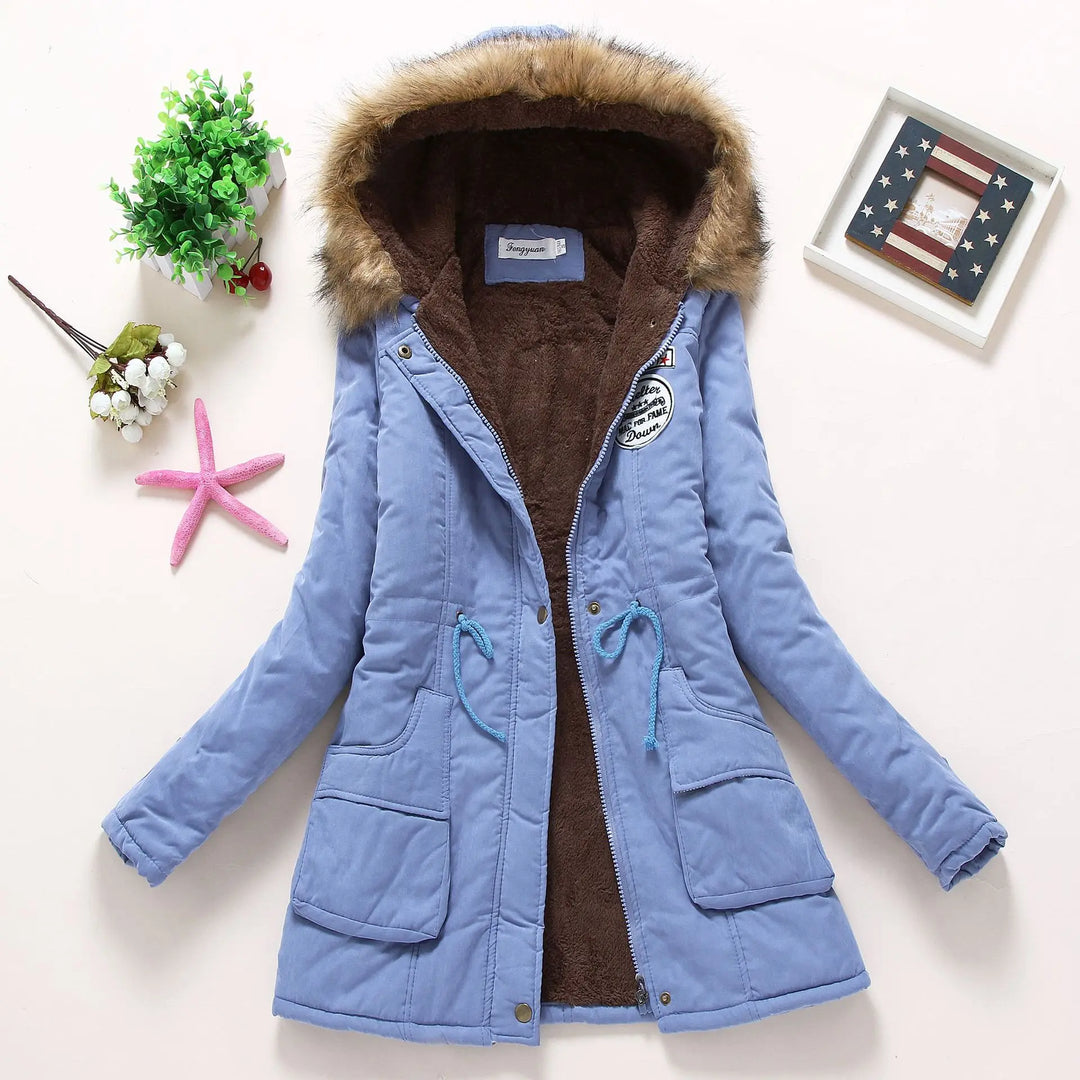 Fleece-Lined Faux Fur Hood Parka | Warm Drawstring Winter Jacket – Leah & Lila