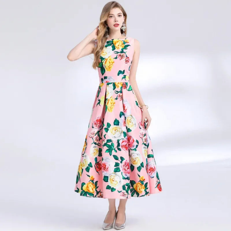 Sophie 3D Floral Midi Dress – detail 3D floral texture print | Leah & Lila