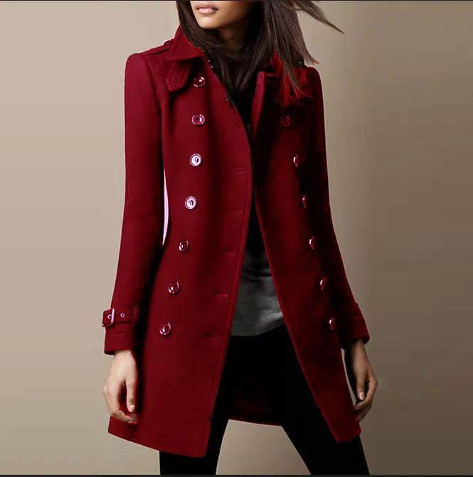 Tailored Double-Breasted Coat | Structured Winter Layer – Leah & Lila