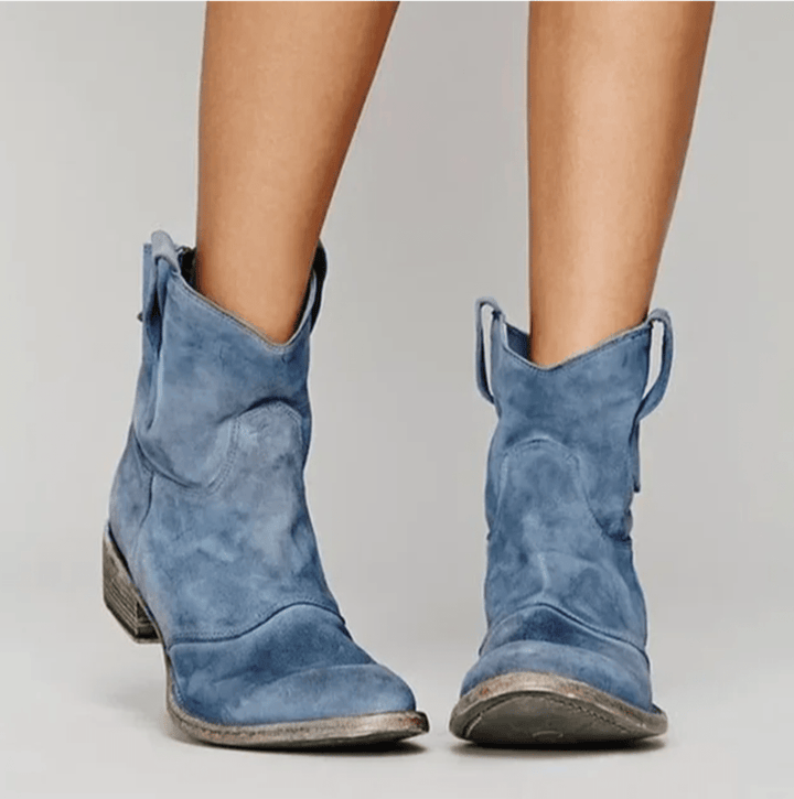 Leah & Lila Charlotte suede orthopedic boots side view