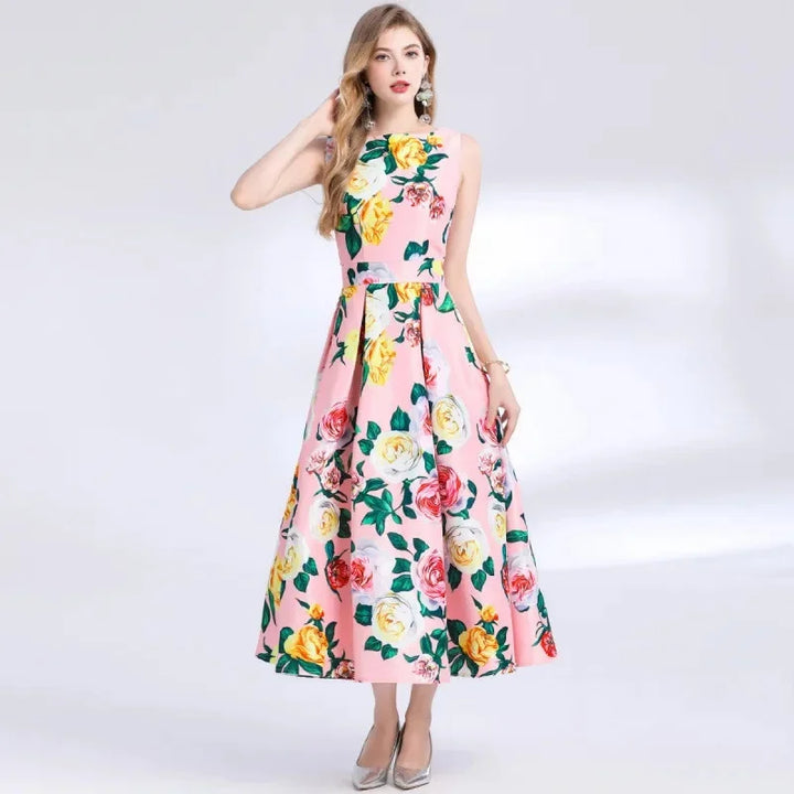 Sophie 3D Floral Midi Dress – styled outfit look | Leah & Lila