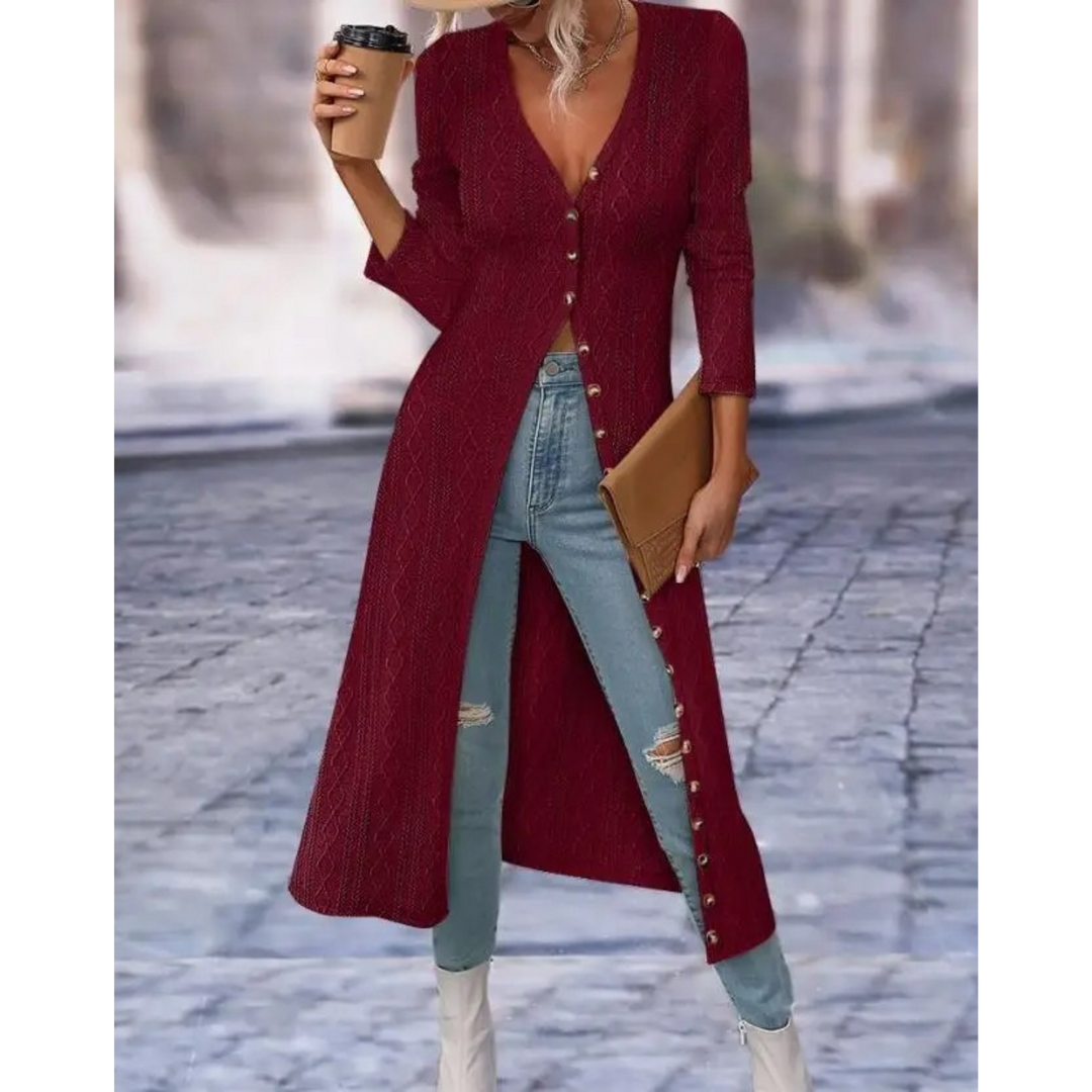 Long V-Neck Blazer | Lightweight Everyday Outerwear – Leah & Lila