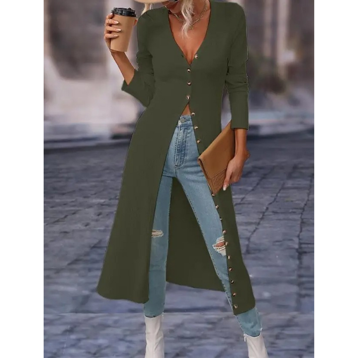 Long V-Neck Blazer | Lightweight Everyday Outerwear – Leah & Lila