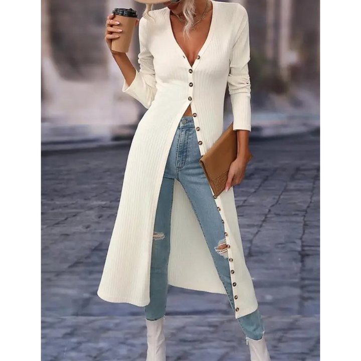 Long V-Neck Blazer | Lightweight Everyday Outerwear – Leah & Lila
