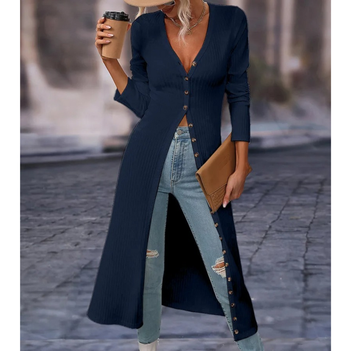 Long V-Neck Blazer | Lightweight Everyday Outerwear – Leah & Lila