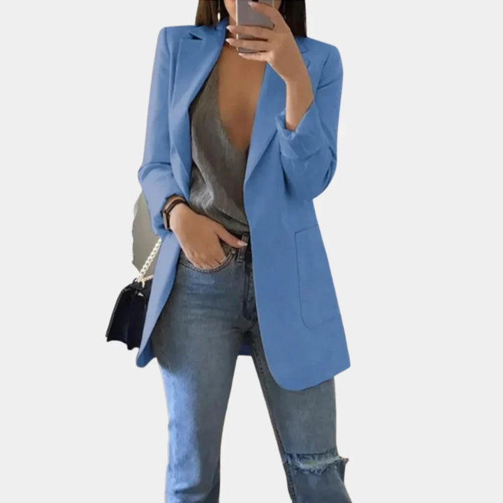 Long Tailored Blazer | Sleek Open-Front Women's Jacket – Leah & Lila
