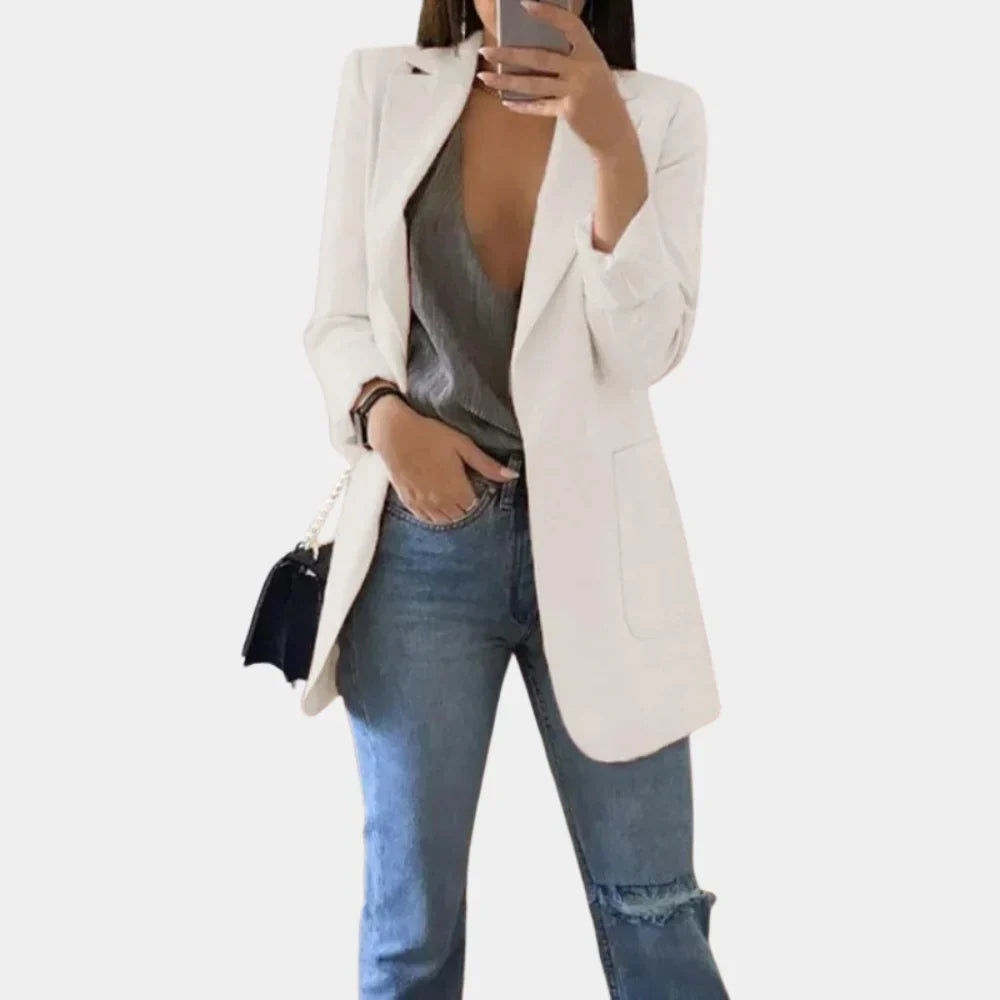 Long Tailored Blazer | Sleek Open-Front Women's Jacket – Leah & Lila
