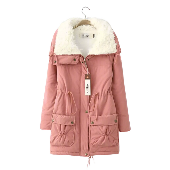 Sherpa-Lined Cotton Parka | Mid-Length Drawstring Winter Jacket – Leah & Lila