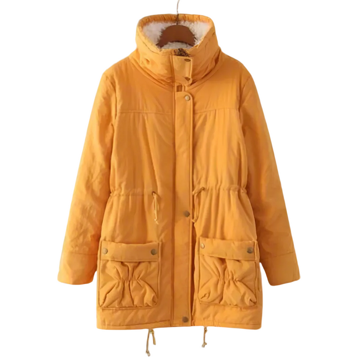 Sherpa-Lined Cotton Parka | Mid-Length Drawstring Winter Jacket – Leah & Lila