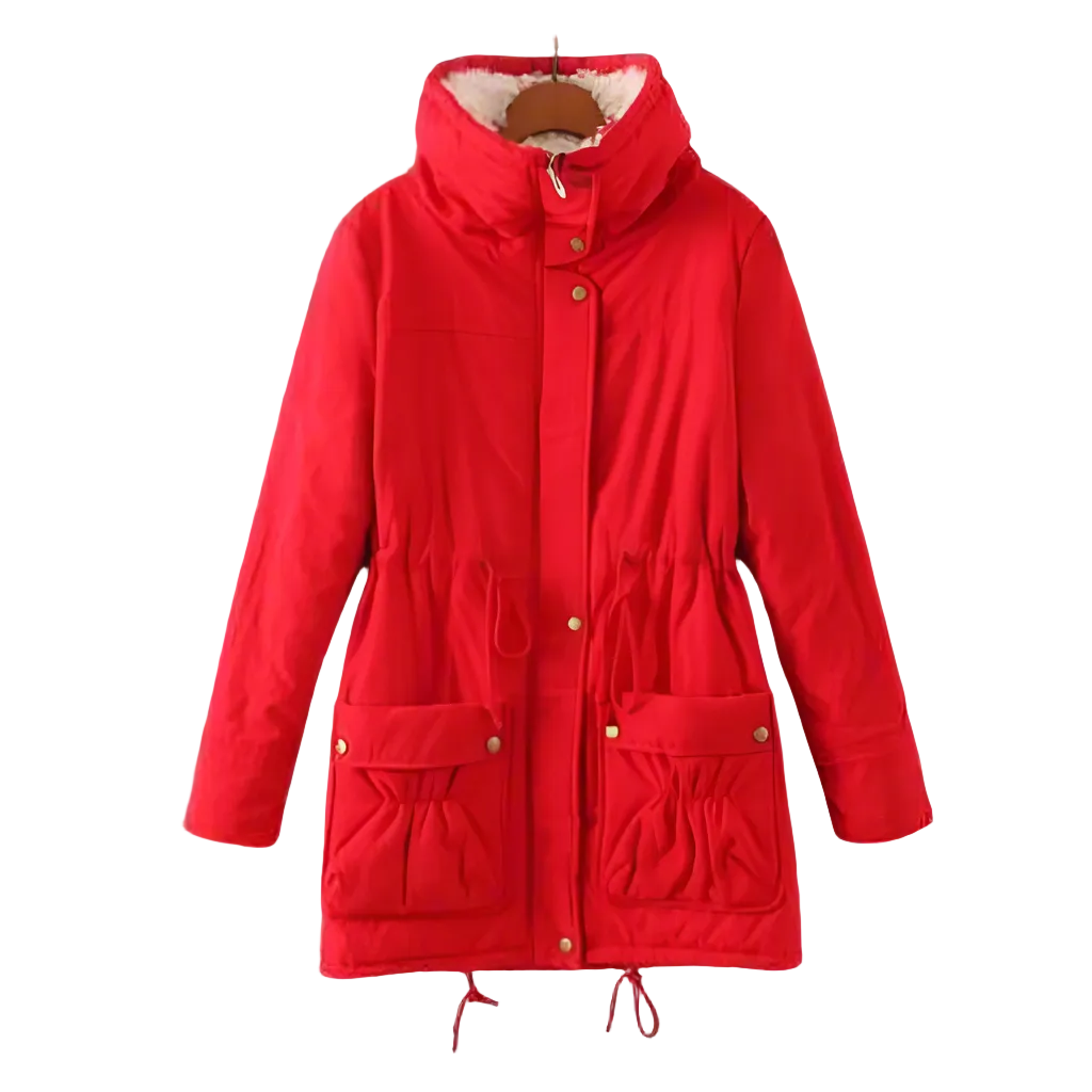 Sherpa-Lined Cotton Parka | Mid-Length Drawstring Winter Jacket – Leah & Lila