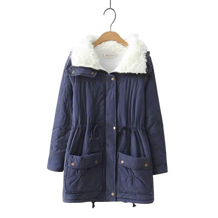 Sherpa-Lined Cotton Parka | Mid-Length Drawstring Winter Jacket – Leah & Lila