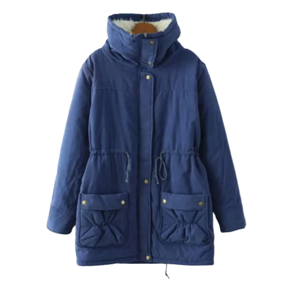 Sherpa-Lined Cotton Parka | Mid-Length Drawstring Winter Jacket – Leah & Lila