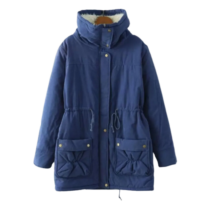 Sherpa-Lined Cotton Parka | Mid-Length Drawstring Winter Jacket – Leah & Lila