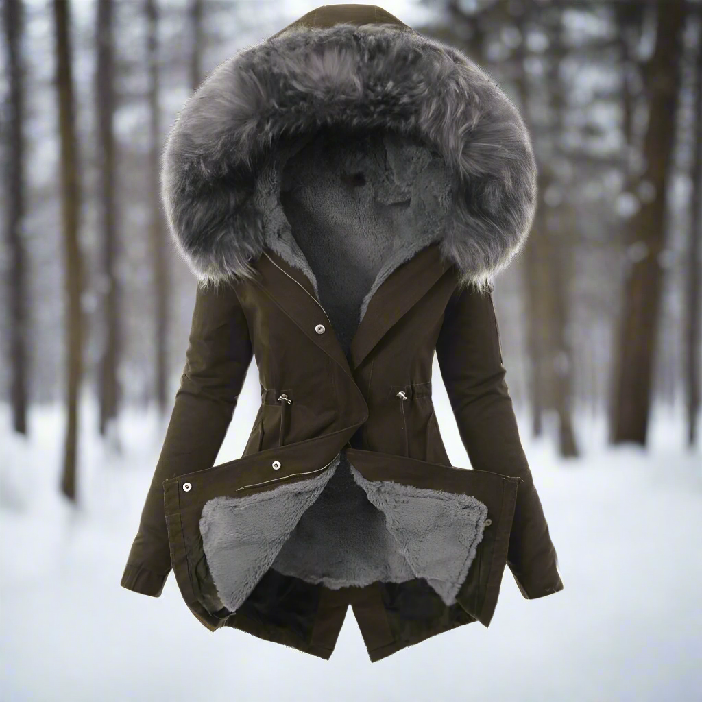 Faux Fur Hood Parka | Warm Tailored Long Winter Coat – Leah & Lila
