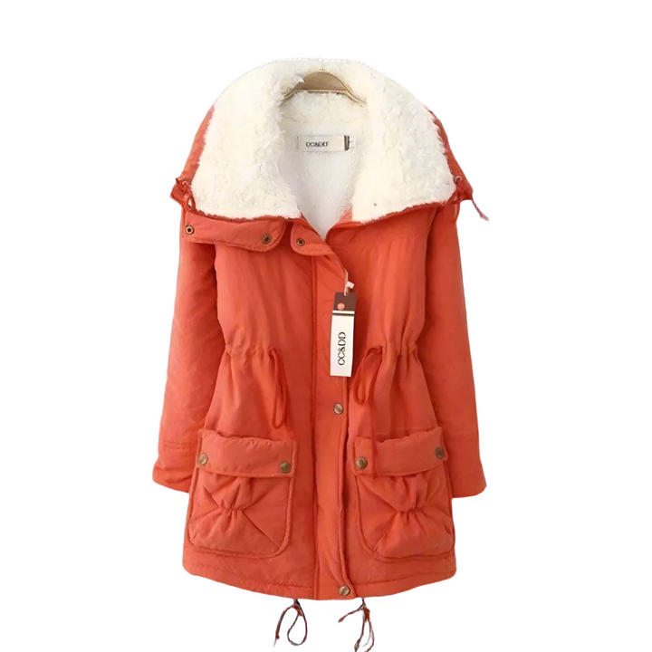 Sherpa-Lined Cotton Parka | Mid-Length Drawstring Winter Jacket – Leah & Lila