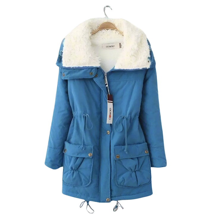 Sherpa-Lined Cotton Parka | Mid-Length Drawstring Winter Jacket – Leah & Lila