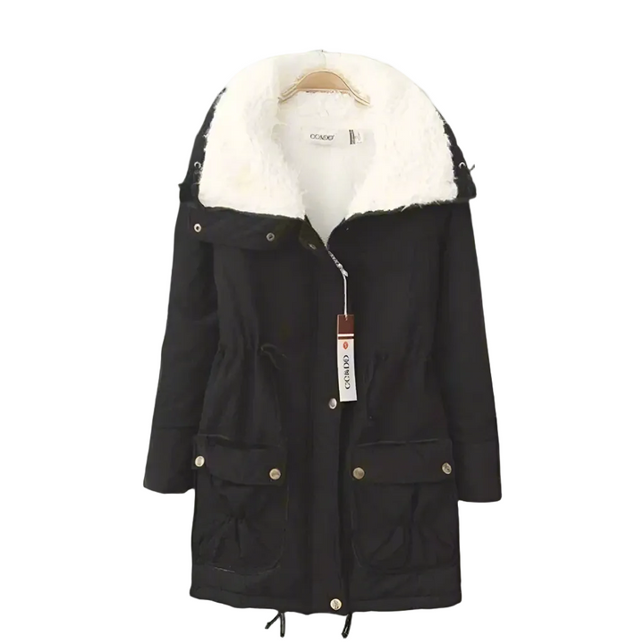 Sherpa-Lined Cotton Parka | Mid-Length Drawstring Winter Jacket – Leah & Lila