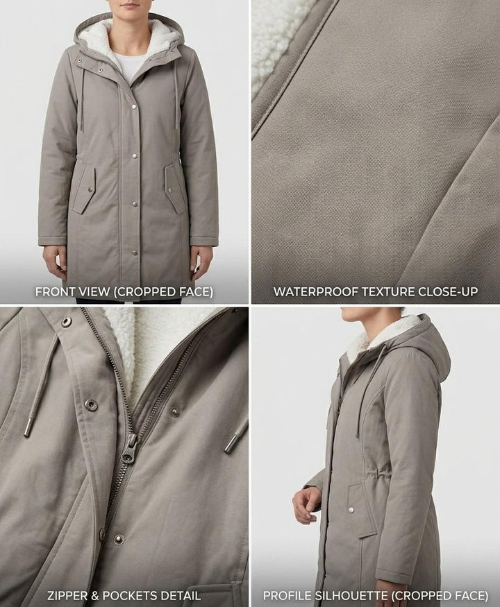 Marjorie | Cozy Hooded Weatherproof Coat – Khaki