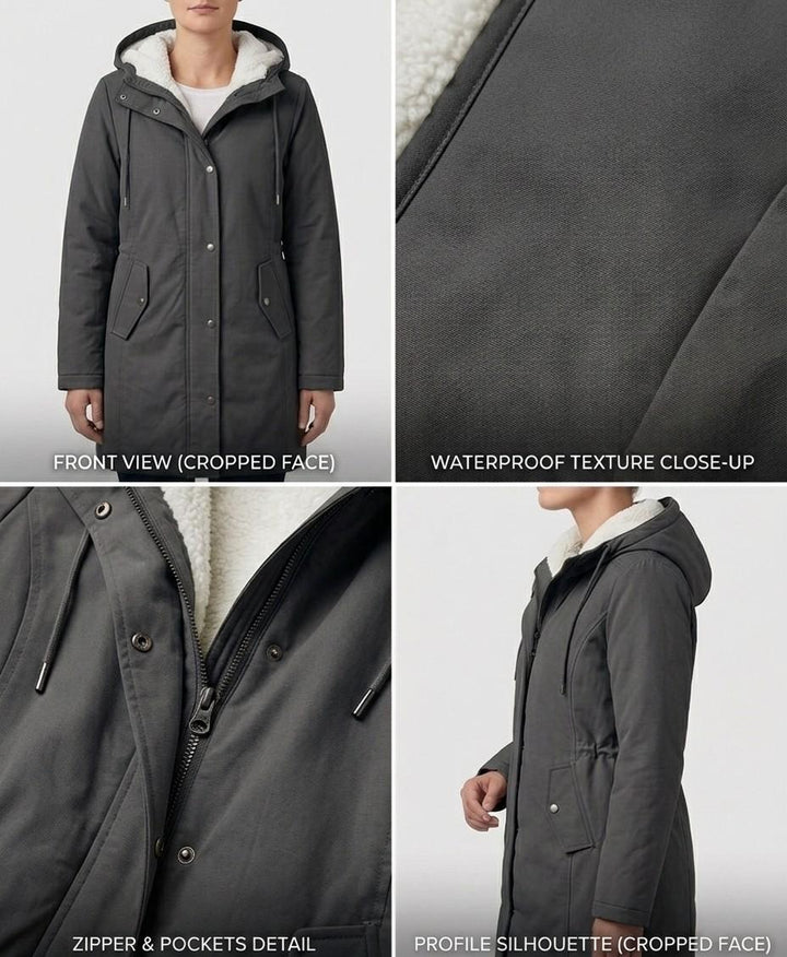Marjorie | Cozy Hooded Weatherproof Coat – Midnight Navy
