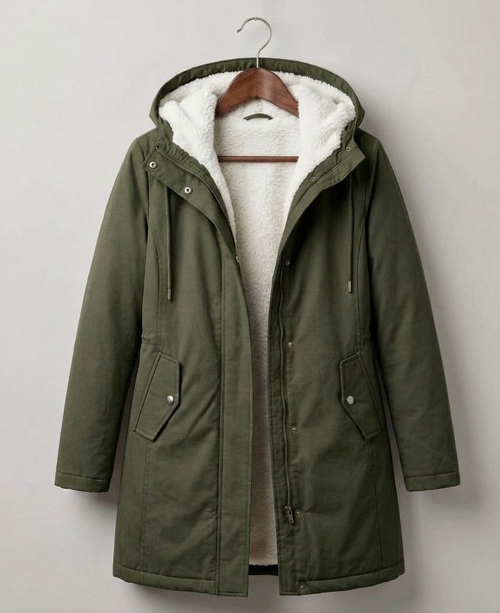 Marjorie | Cozy Hooded Weatherproof Coat – Khaki
