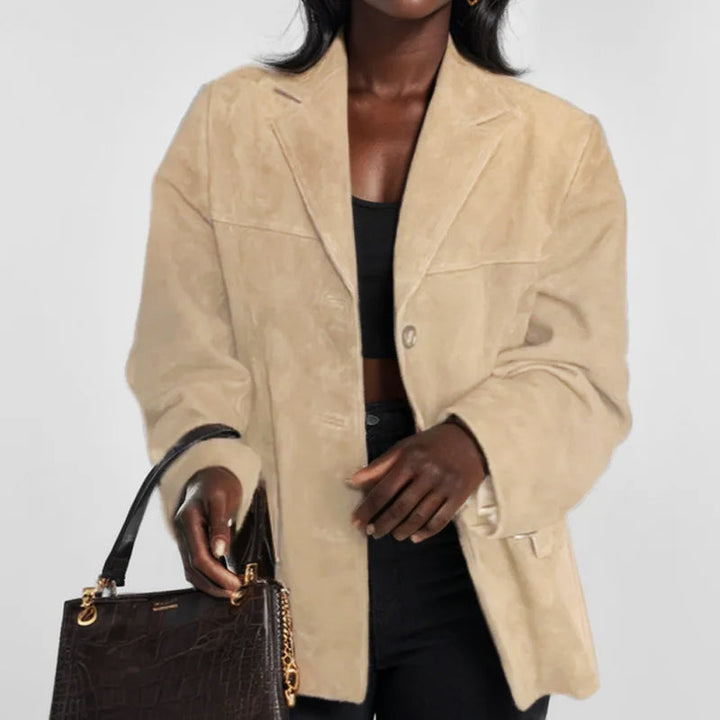 Suede-Look Blazer | Loose Tailored Women's Autumn Jacket – Leah & Lila