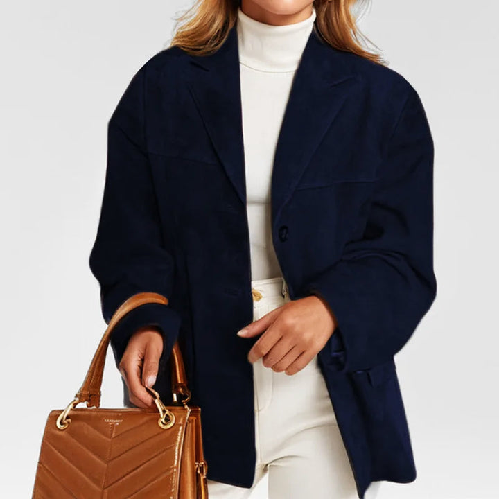 Suede-Look Blazer | Loose Tailored Women's Autumn Jacket – Leah & Lila