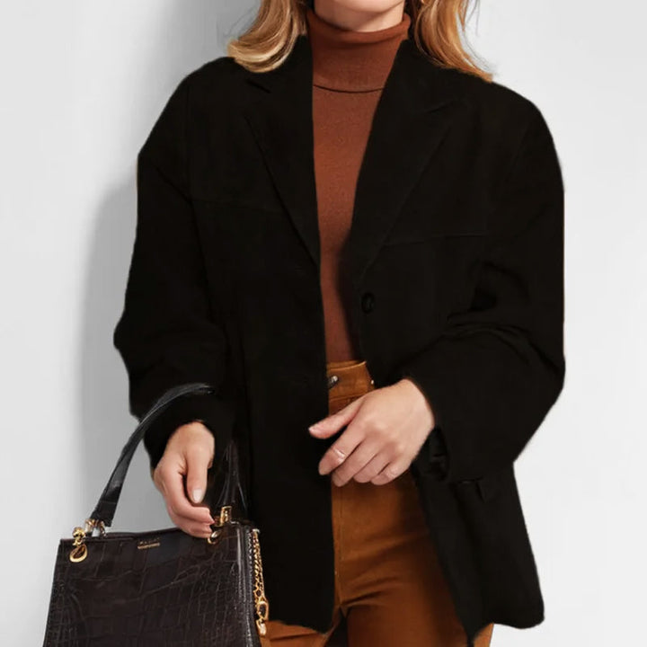 Suede-Look Blazer | Loose Tailored Women's Autumn Jacket – Leah & Lila
