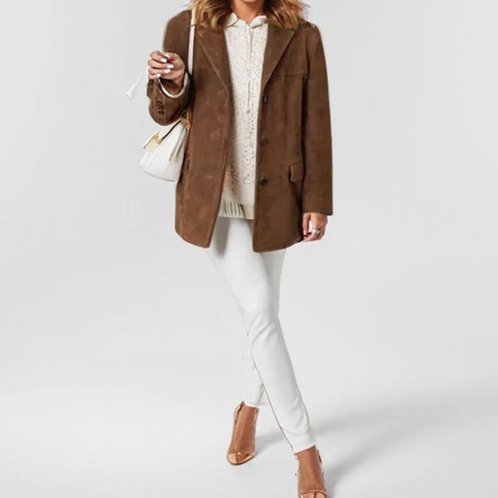 Suede-Look Blazer | Loose Tailored Women's Autumn Jacket – Leah & Lila