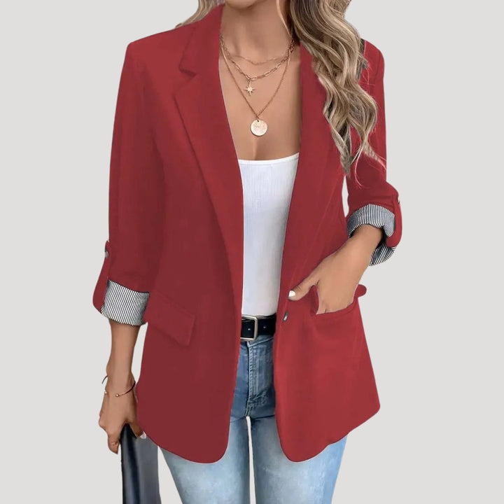 Rolled Sleeve Blazer | Single-Button Women's Summer Office Jacket – Leah & Lila