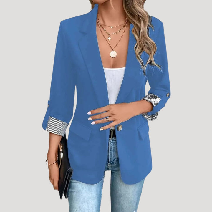 Rolled Sleeve Blazer | Single-Button Women's Summer Office Jacket – Leah & Lila