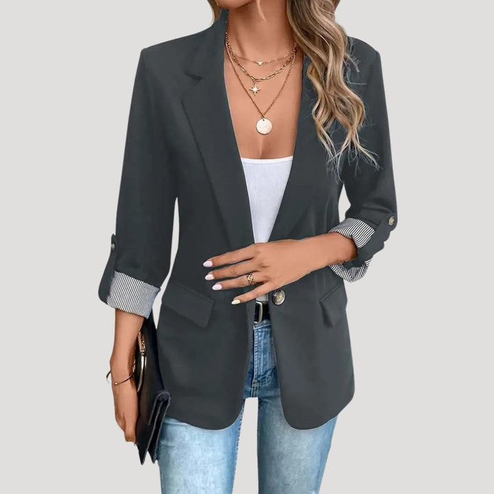 Rolled Sleeve Blazer | Single-Button Women's Summer Office Jacket – Leah & Lila