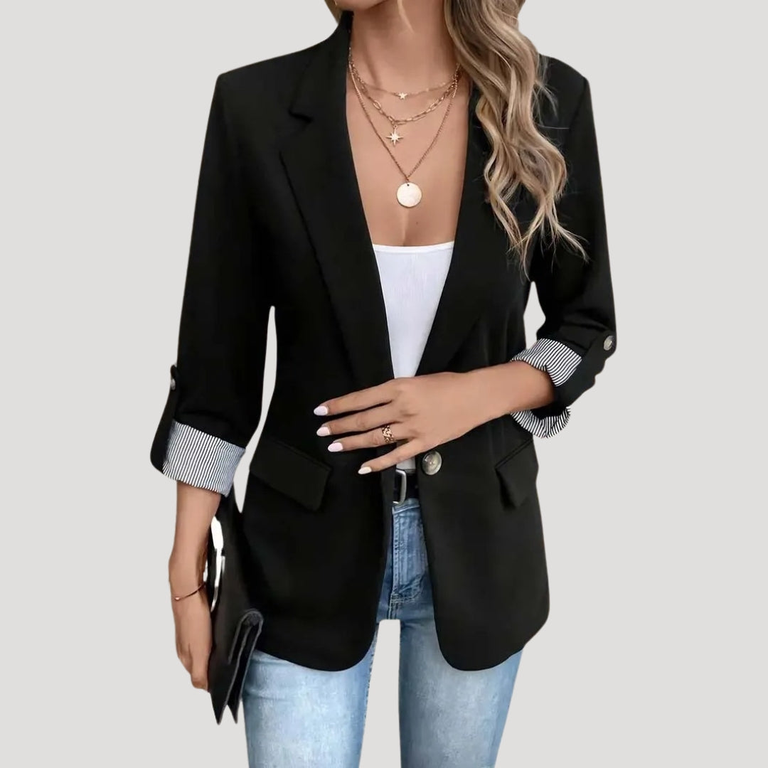 Rolled Sleeve Blazer | Single-Button Women's Summer Office Jacket – Leah & Lila