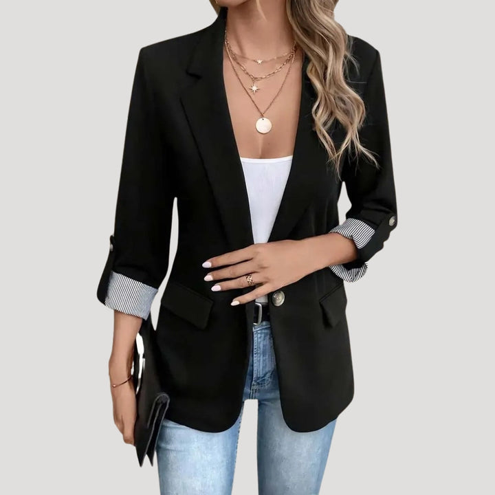Rolled Sleeve Blazer | Single-Button Women's Summer Office Jacket – Leah & Lila