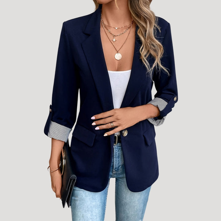 Rolled Sleeve Blazer | Single-Button Women's Summer Office Jacket – Leah & Lila