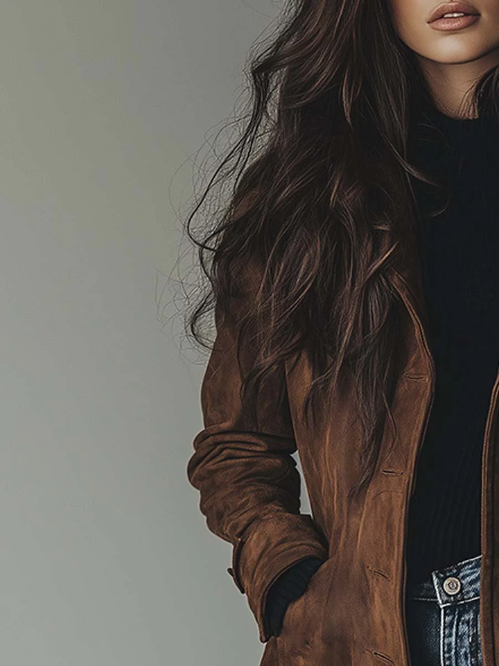 Vintage-inspired long trench coat for women, tailored outerwear