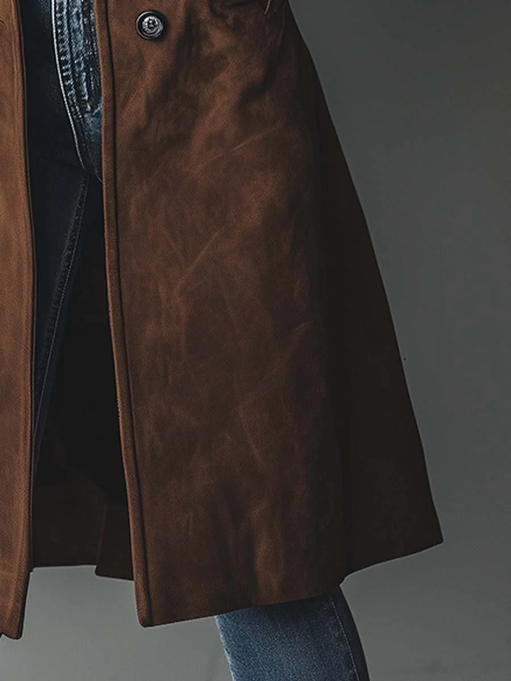 Vintage-inspired long trench coat for women, tailored outerwear