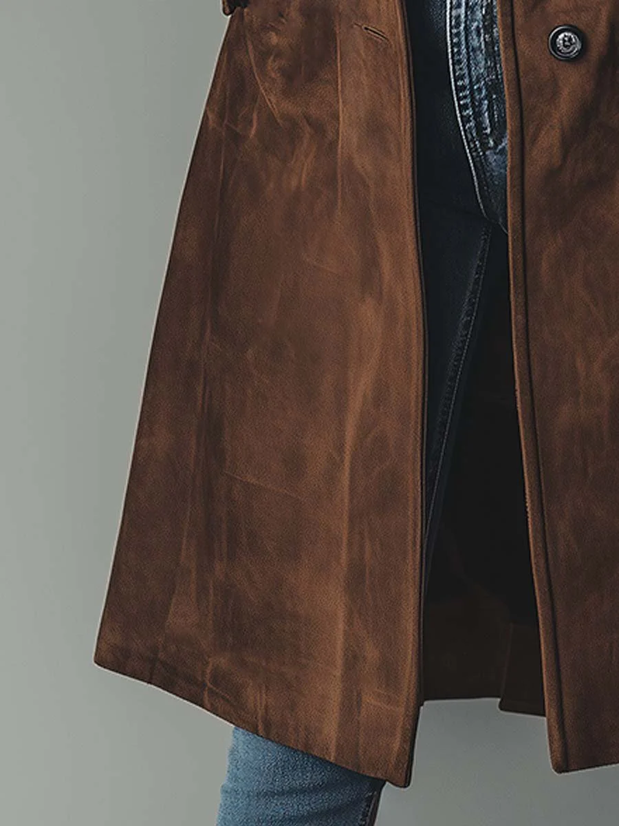 Vintage-inspired long trench coat for women, tailored outerwear