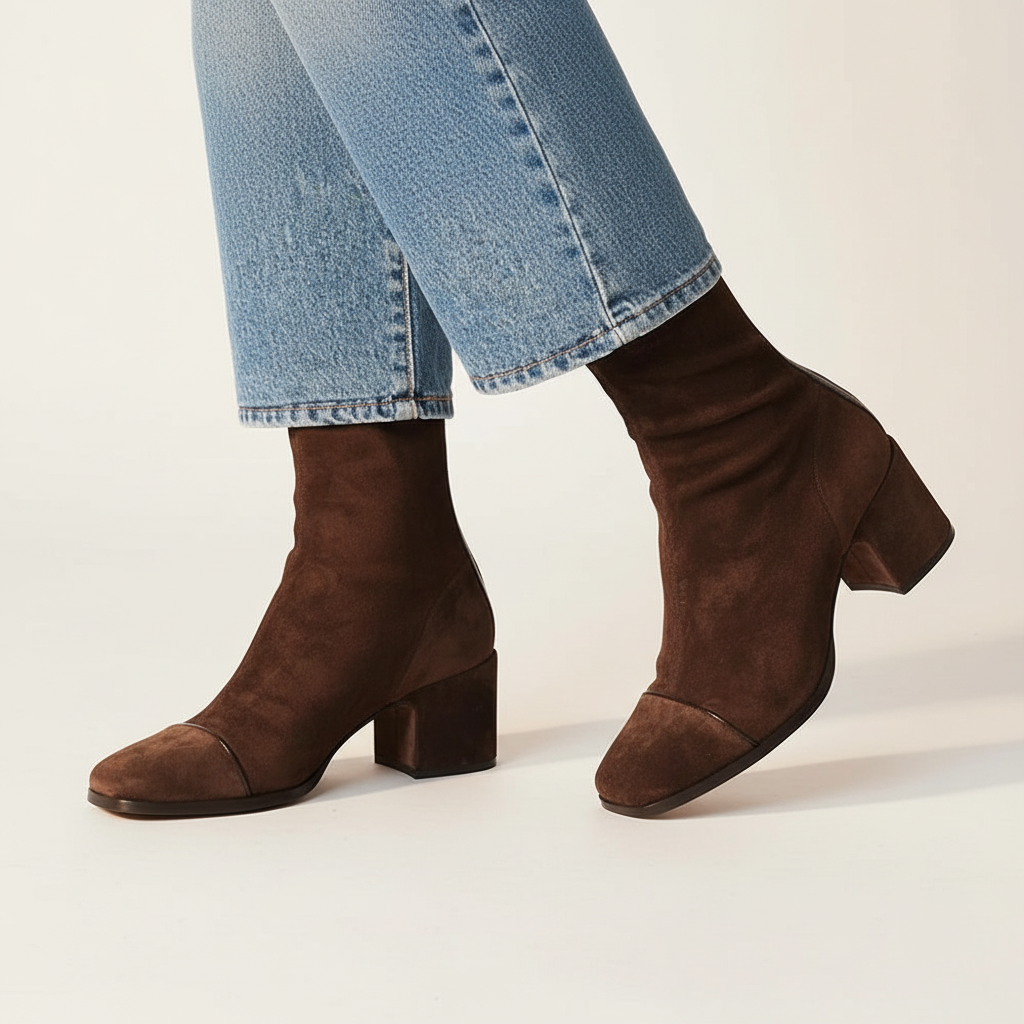 Harper™ | Elegant Suede Square Toe Ankle Boots