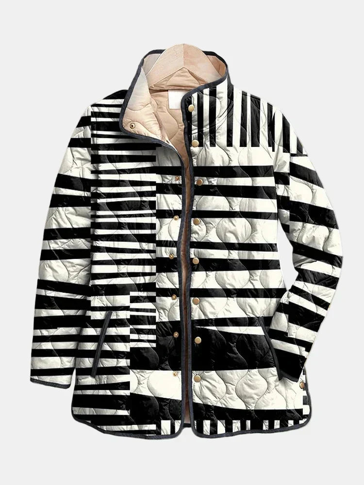 Miren | Black and White Abstract Quilted Jacket – Leah & Lila