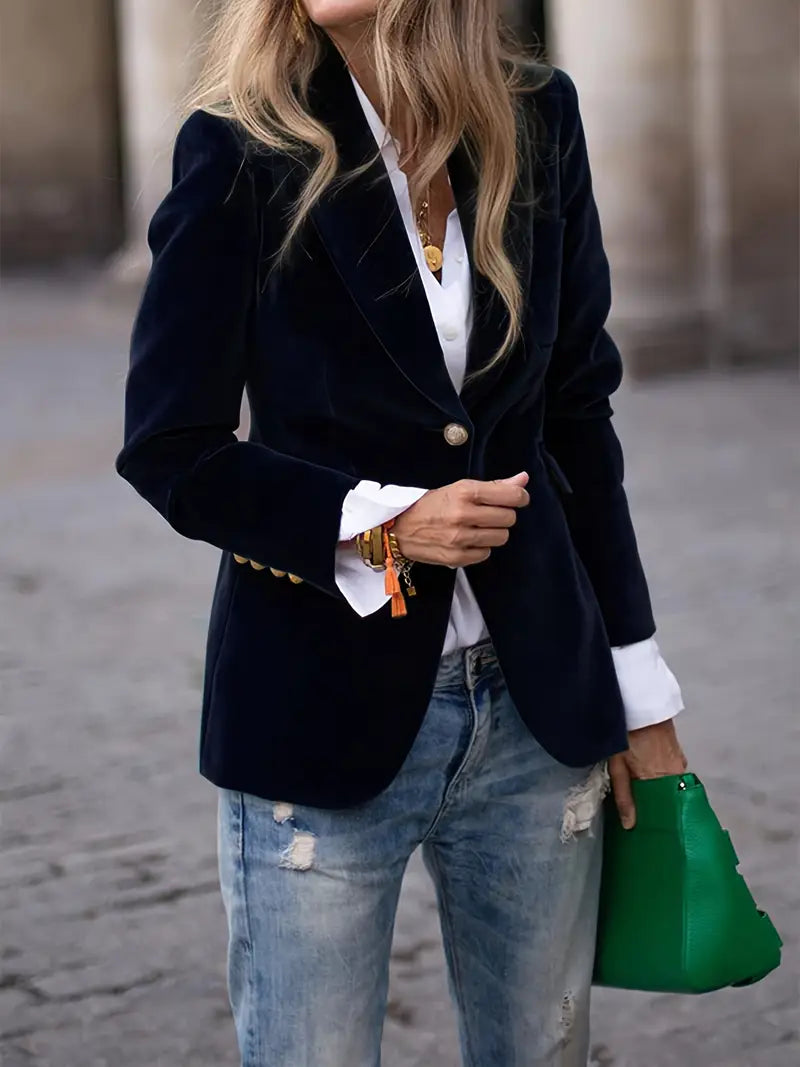 Classic One-Button Blazer | Tailored Women's Office Jacket – Leah & Lila
