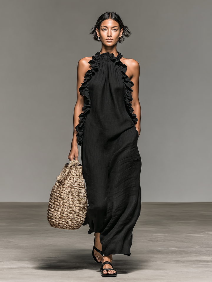 Celeste - Ruffled Maxi Dress with Pockets