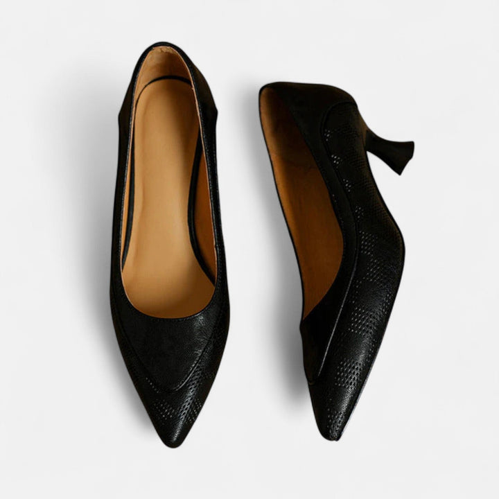 Amara | Leather Kitten Heel Pumps