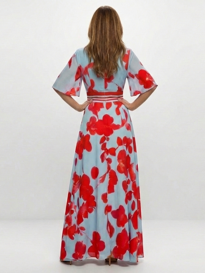 Haven - V Neck Short Sleeve Floral Maxi Dress