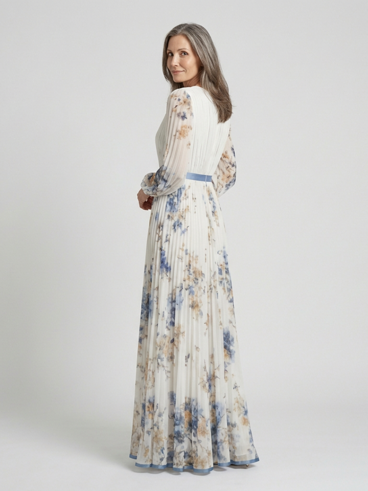 Sienna - Long Sleeve V Neck Floral Maxi Dress