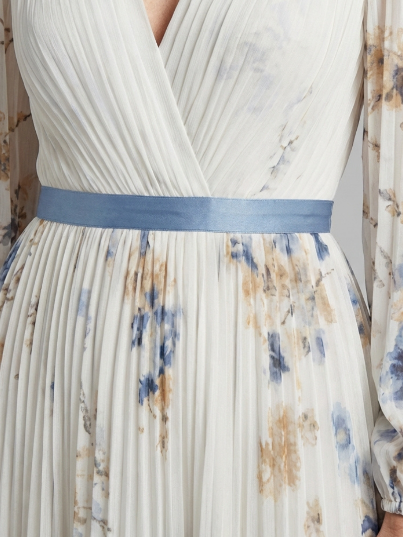 Sienna - Long Sleeve V Neck Floral Maxi Dress