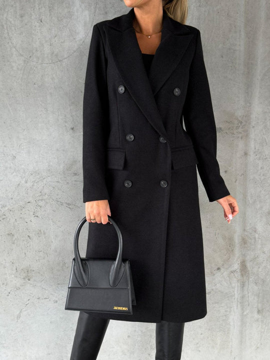 Double-Breasted Winter Coat | Tailored Lapel Style – Leah & Lila