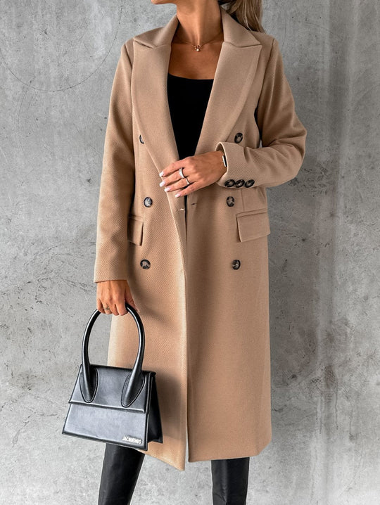 Double-Breasted Winter Coat | Tailored Lapel Style – Leah & Lila
