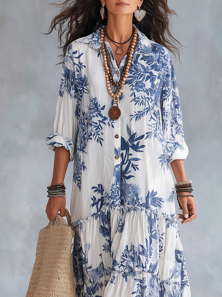 Faye - Blue Floral Maxi Dress